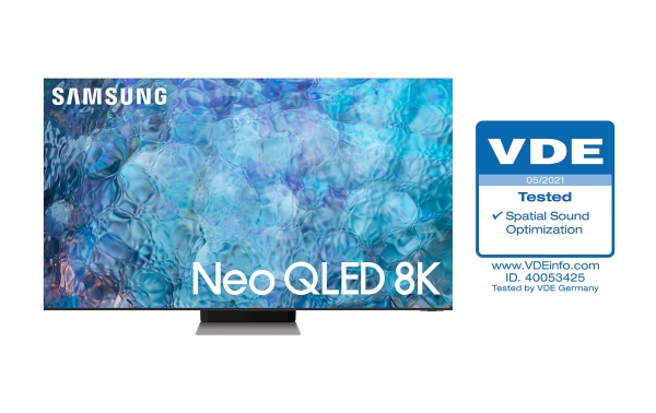 삼성 Neo QLED 제품 이미지와 VDE 인증 로고 ⓒ위클리서울 /삼성전자